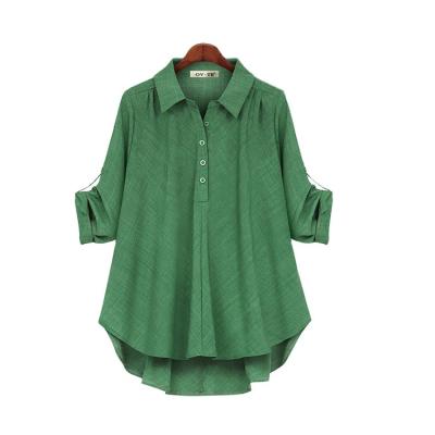 China Spring And Autumn New Women Two Color Breathable Fabric Shirts Loose Mid Length And Slim Large Size Long Sleeve All-match Tops for sale