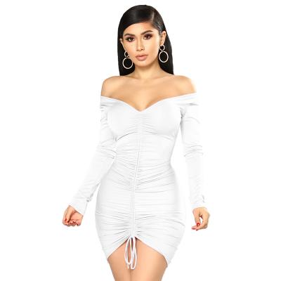 China 2022 High Quality Anti-static White Pleated Dress Fasion Sexy Comfortable Solid Casual Dresses For Women for sale