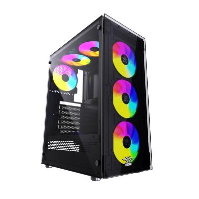 China With Fan 2022 New Design Game Small Rugged Micro ATX RGB PC Cabinet Computer Cases for sale