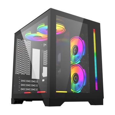 China Desktop PC Front Panel News Cabinet Gaming Computer Case With Sound Control for sale