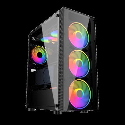 China With Side Panel Window ATX Tower Full Tempered Glass Computer Gaming PC High Quality Desktop Case for sale