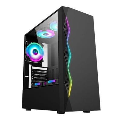 China Cheap Side Panel Window Gaming Case With Led Strip PC Cabinet ATX Table Computer Casing for sale