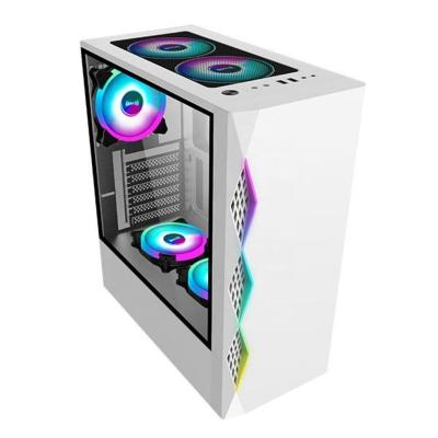 China With Fan 2022 Full Transparent Tempered Glass Computer Mesh PC Vending Cases For E-sports for sale