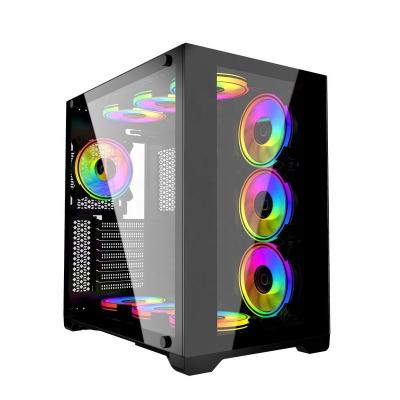 China With Window 2022 Hot Selling Side Panel Gaming Computer Cases Tempered Glass PC Cabinet Case ATX for sale