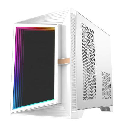 China With Side Panel Window 2022 Infinity ARGB ATX New White Glass Micro Case Computer PC Gaming for sale