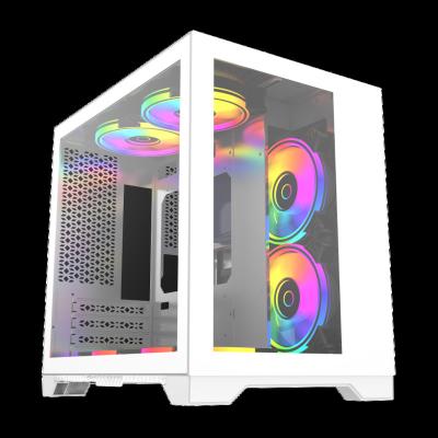 China With Computer White Micro Cabinet Window PC ARGB Side Panel ATX Desktop Carry Case for sale