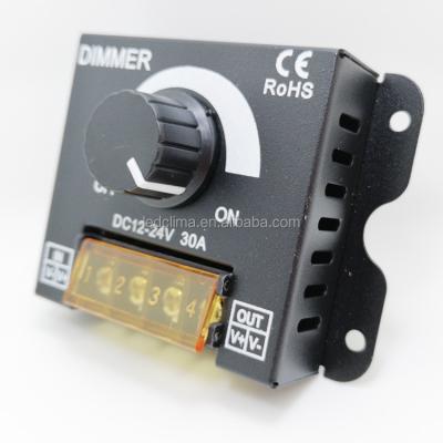 China For High Quality DC 12-24V 30A 360W Single Color LED Strip Rotary Knob Manual Switch Led Dimmer Controller For Single Color 5050 3528 Led Strip for sale