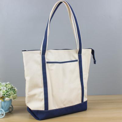 China Wenzhou Recyclable Custom Wholesale Eco Friendly Organic Promotional Cotton Canvas Tote Shopping Bag With Zipper for sale