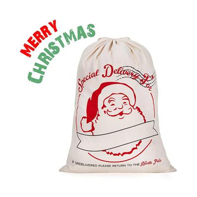 China Custom Canvas Eco-Friendly and Reusable Santa Sack Personalized Sacks Cotton Wholesale Wenzhou Christmas Drawstring Gift Bags for sale