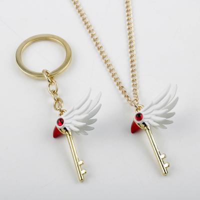 China Cute Anime Cute Bird Head Wings Jewelry Red Crystal Enamel Pendant Necklace For Women Girl for sale