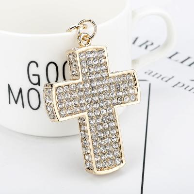 China Metal Fashion Rhinestone Full Cross Alloy Key Chain For Women Handbag for sale