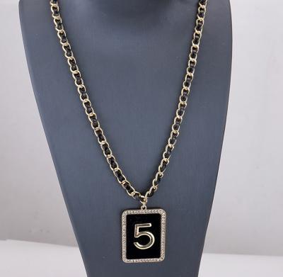 China FASHIONABLE Number Five Bronze Seven Alloy Seven Fashion PU Chain Necklace For Women Girl Jewelry for sale