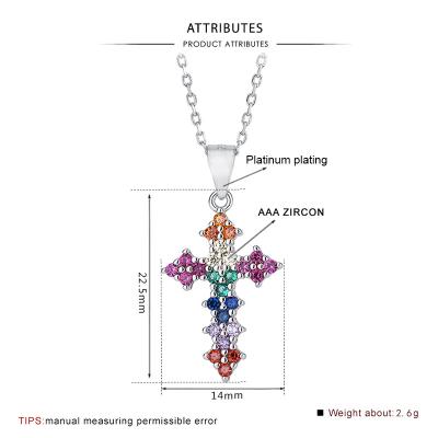 China FASHIONABLE Aesthetic 925 Sterling Jewelery Silver Zircon Christian Cross Necklace for Women Girls for sale