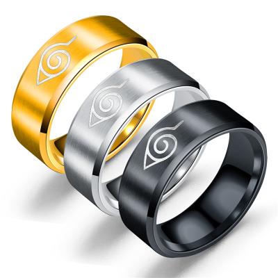 China Hot TRENDY Japan Anime Naruto Akatsuki Stainless Steel Titanium Ring For Man Women Cosplay for sale