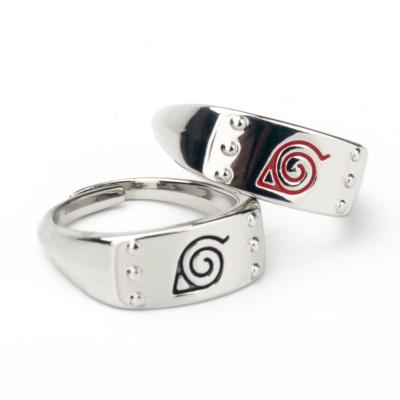 China TRENDY Anime Naruto Akatsuki Leaf Symbol Alloy Ring For Fans Women Men Cosplay for sale