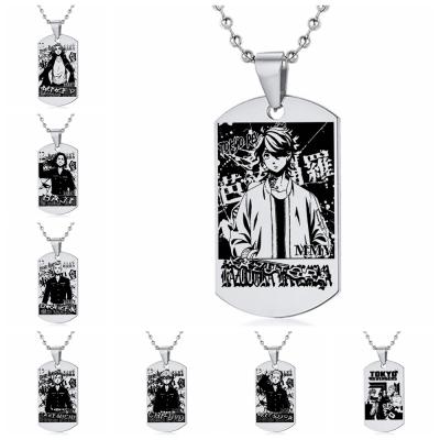 China TRENDY Anime Tokyo Avengers Jewelry Dogtag Stainless Steel Necklace For Women Man for sale