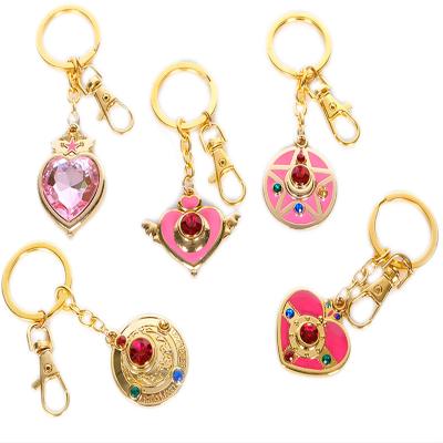 China Metal Anime Tsukino Usagi Key Chains Crystal Magic Transformer Key Chain For Women Girls Accessories for sale