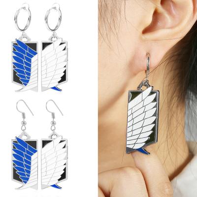 China Fashion Anime HOT Attack on Titan Wing Alloy Enamel Earrings Free For Girls Women Cosplay for sale