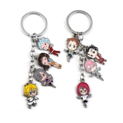 China Hot Alloy Anime Metal Key Chain Jewelry The Seven Deadly Sins Figure Key Chain With Nanatsu No Taizai Meliodas Elizabeth Enamel Charm for sale