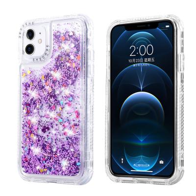 China Anti-fall Shenzhen factory transparent tpu glitter stars dynamic quicksand phone cover case for iphone 13 pro max for sale