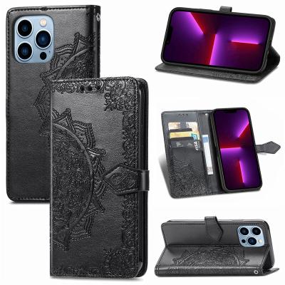 China Anti-fall fashion embossed datura flower wallet phone case for Samsung A02 A51 A71 A52 A72 leather phone cover for sale