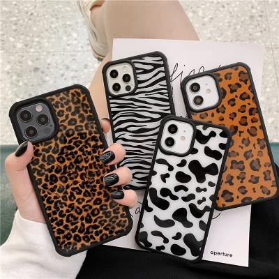 China Anti-fall designer Leopard Protective Shockproof black tpu bumper phone case for iPhone 7 to 12 pro max for sale