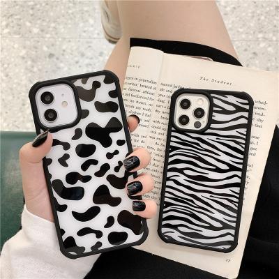 China Anti-drop Cow Skin TPU Soft Edge Phone Case For iPhone 13 Pro Max Black Leopard Print Phone Case for sale