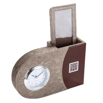 China eco-friendly five star hotel bedroom / villa striped leather alarm clock / motel pu for sale