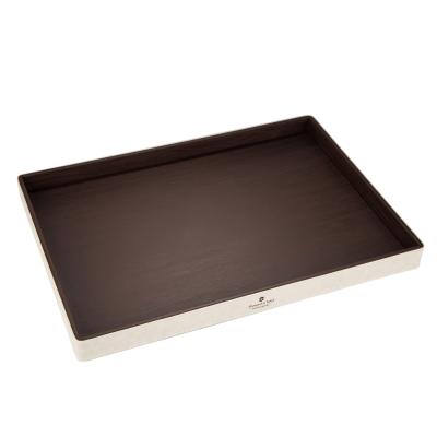 China Endurable Hotel White And Brown Leather Serving Tray Hotel Suppliers for sale