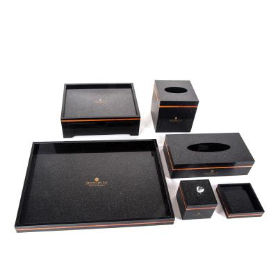 China Acrylic Fire Resistance Hotel Amenities Set Manufacturer, Hotel Supply 5 Star Tissue Box Tray for sale