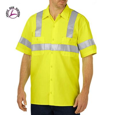 China Yellow Anti-pilling High Visibility Cotton Cargo Safety Mens Labor Shirt for sale