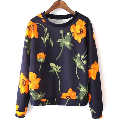 China Popular Style Breathable Customized Floral Printed Sweatshirt Women for sale