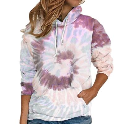 China 2021 Promotion OEM Women Streetwear Tie Dye Anti-pilling Printed Hoodies for sale