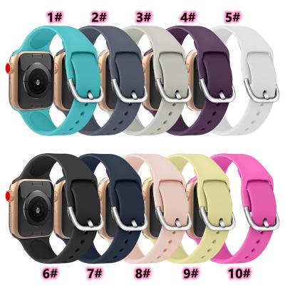 China Update Charms Watch Strap Metal Buckle Silicone Sports Rubber Smart Watch Bands Accessories For Apple Watch Series 1 2 3 4 5 6 7 ASC12284 for sale