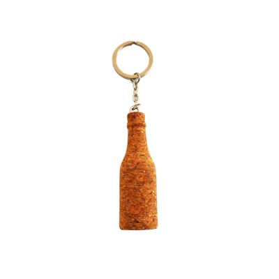 China OEM Logo Bottle Shape Wine Cork Product Floating Key Chain China Factory Supply Promotional Key Chain Cork KeyChain for sale