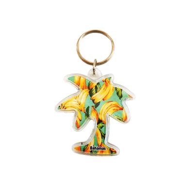 China Gift Souvenir OEM Acrylic Wholesale Advertising Coconut Tree Form Ring Keychain Acrylic Key Chain Acrylic Key Chain for sale