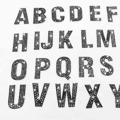 China Pointback Crystal Rhinestone Letters Iron On Custom 26 Letters Hot Fix Crystal Rhinestone Alphabet Rhinestone Letters For Iron On for sale