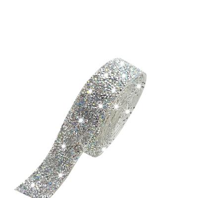 China Silver Pointback AB Rhinestone Self Adhesive Rhinestone Diamond Ribbon Resin Trim for sale