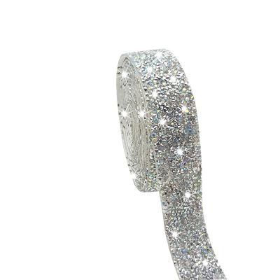 China Pointback Rhinestone Crystals Dressing Accessories Diamond Ribbon Self Adhesive Rhinestone Tape for sale