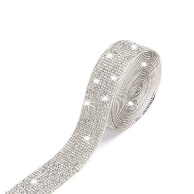 China Pointback Factory Wholesale Crystal Ribbon Self Adhesive Diamond Tape for sale