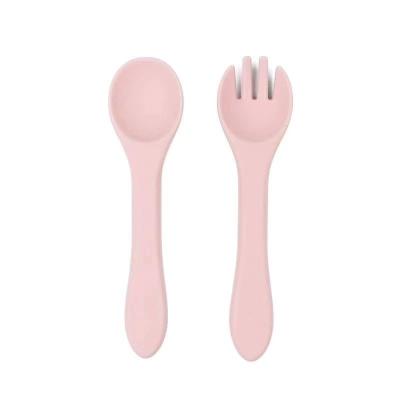 China Khaki/Yellow/Pink/Blue Silicone Baby Forks Spoons Eco-Friendly 9 Colours 48g 9.5x9.5x4 cm for sale