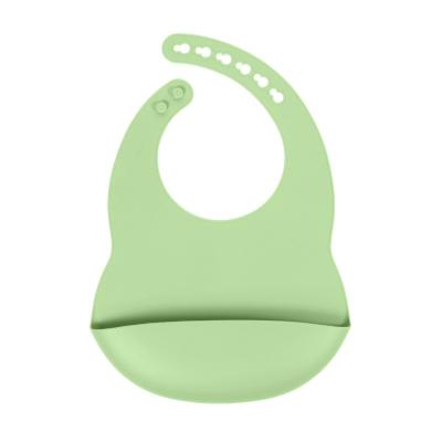 Chine Green Colors Newborn Feeding Silicone Catch Bib With Pocket Custom With Size Is 3.5*30.6*20.8 cm And Weight Is 81 Gram à vendre