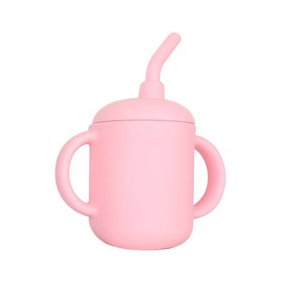 China 120ml Silicone Pink Colors Spill Proof Kids Cup Personalized Baby Cup With Straw Capacity With Size 10.5*7.3*6.1cm And en venta