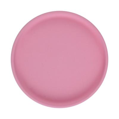 China Pink Mushie Suction Childrens Silicone Plates Microwaveable Food Grade With Size Is 18*18*3.0 cm And Weight Is 200 Gram à venda