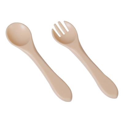 China ODM Different Khaki Yellow Colors Silicone Baby Forks Spoons Eco Friendly With Size Is 9.5x9.5x4Cm And Weight Is 48 Gram zu verkaufen