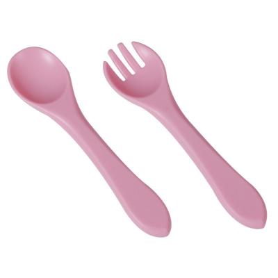 China ODM Different Light Purple Colors Silicone Baby Forks Spoons Eco Friendly With Size Is 9.5x9.5x4Cm And Weight Is 48 Gram zu verkaufen