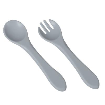 China ODM Different Light Blue Colors Silicone Baby Forks Spoons Eco Friendly With Size Is 9.5x9.5x4 Cm And Weight Is 48 Gram zu verkaufen