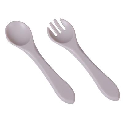 China ODM Different Light Grey Colors Silicone Baby Forks Spoons Eco Friendly With Size Is 9.5x9.5x4 Cm And Weight Is 48 Gram zu verkaufen