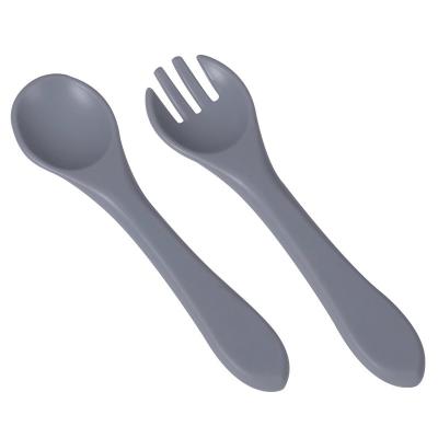 China ODM Different Dark Grey Colors Silicone Baby Forks Spoons Eco Friendly With Size Is 9.5x9.5x4 Cm And Weight Is 48 Gram en venta