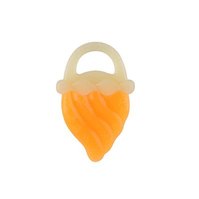 China 2 Colors 29 Gram Silicone Baby Teether Fruit Ice Cream Shape OEM Service And Size Is 9.3*5.3*0.9 cm And Weight Is 29Gram for sale